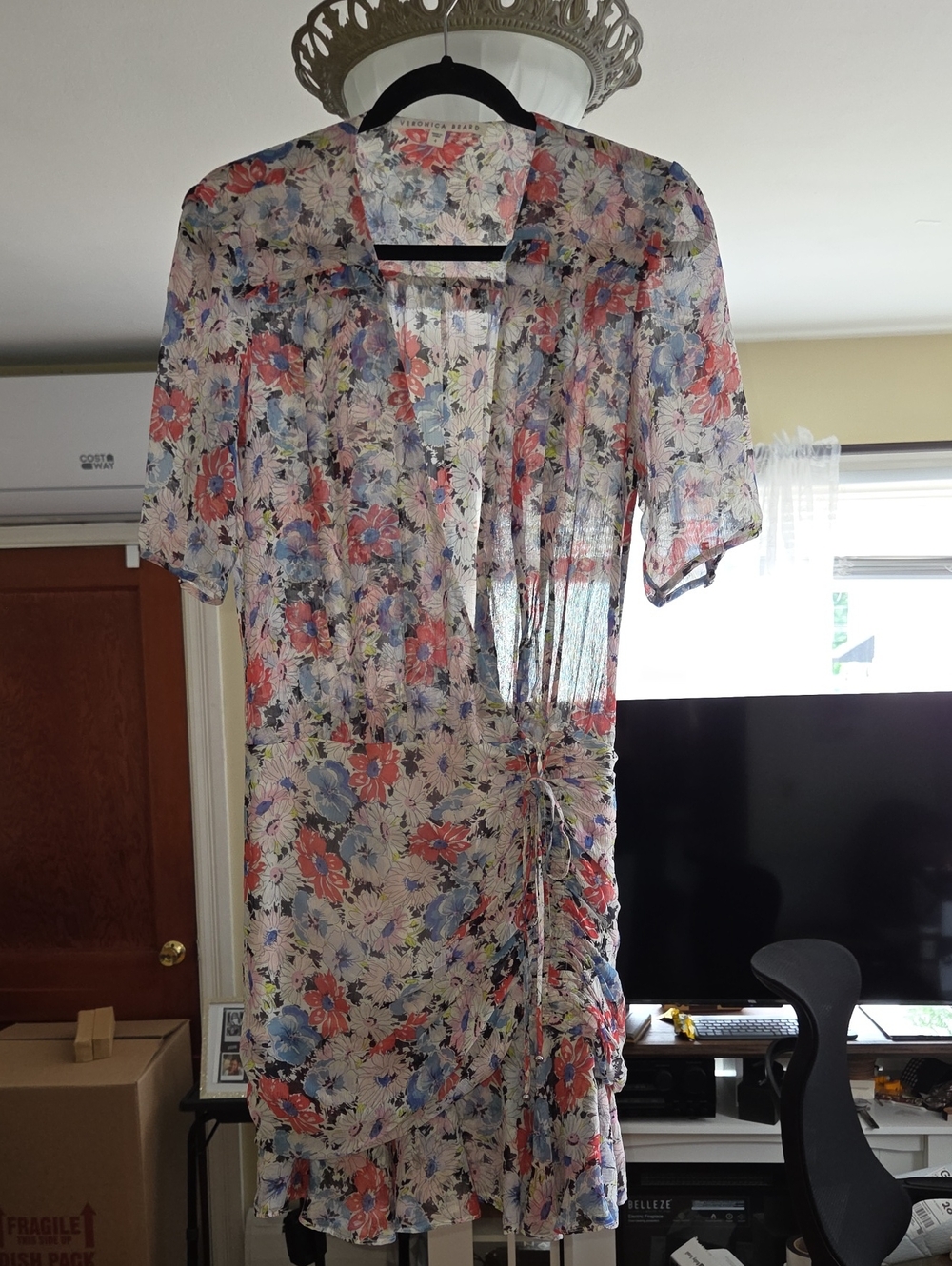 Veronica Beard Multi‑Color Floral Sheer Dress